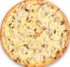 Куриная пицца с нежным куриным филе и грибами в сливочном соусе