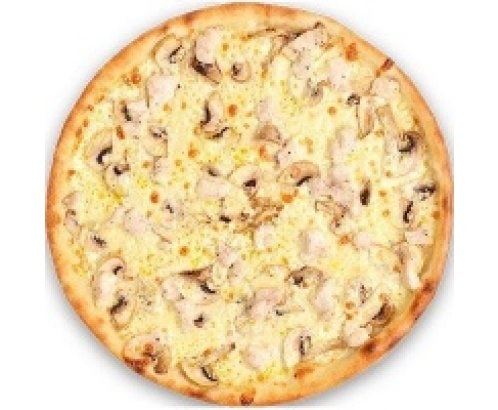Куриная пицца с нежным куриным филе и грибами в сливочном соусе